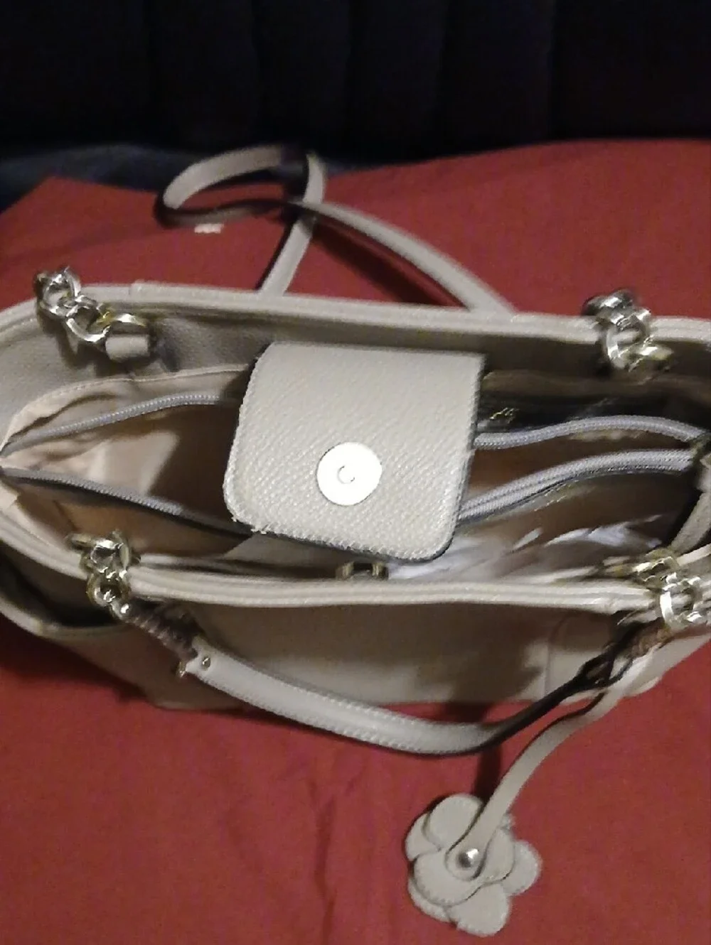Dana Buchman Taupe  Shoulder Tote with Chain Handles